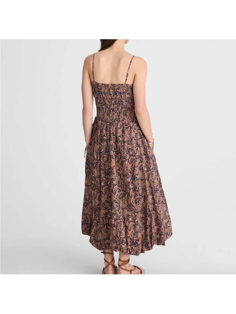 Madewell Smocked Bubble-Hem Midi Dress in Paisley size 4 NWT - Picture 2 of 10